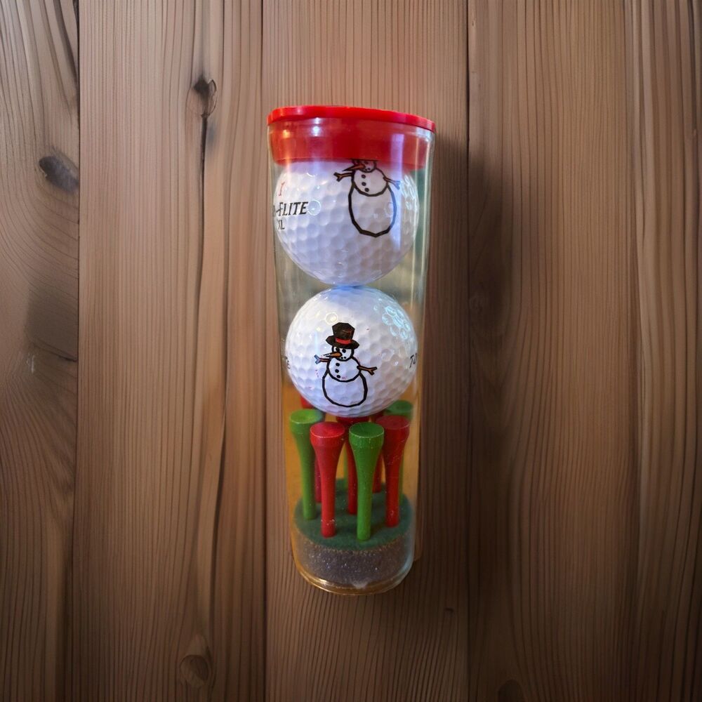 Collectible Top Flite Christmas Snowman Golf Balls And Red Green Tees Gift Set